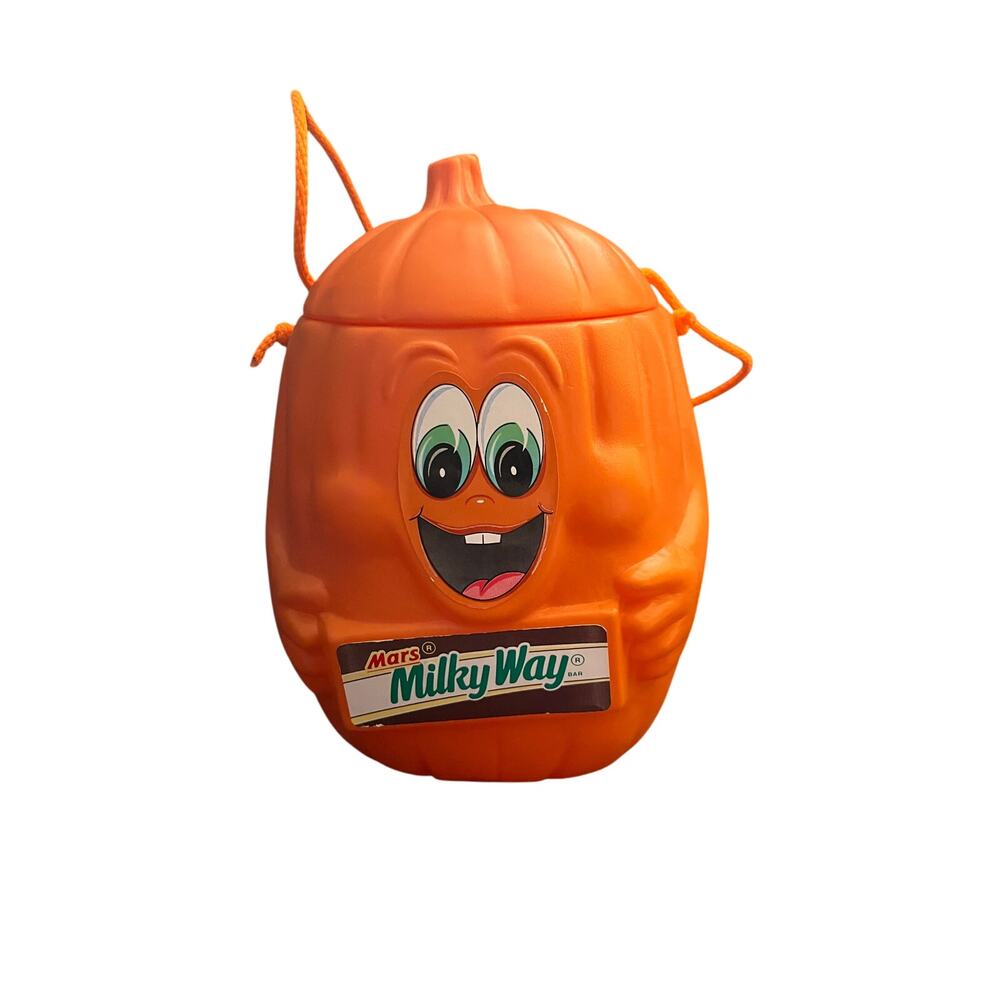 1990 Vintage Mars Milky Way Orange Blow Mold Halloween Candy Pumpkin Bucket